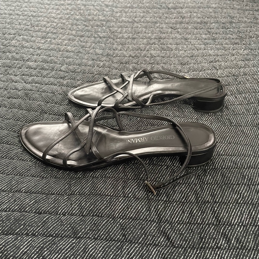 Giorgio Armani Black Strappy Sandals - Picture 9 of 12